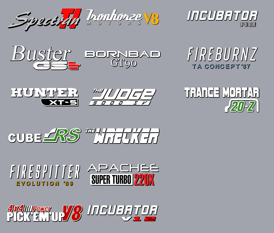 (for a transparent version, contact Freed8m#4667 on Discord) Left part: Default Carlogos, Right Part: Lore-Friendly mod carlogos